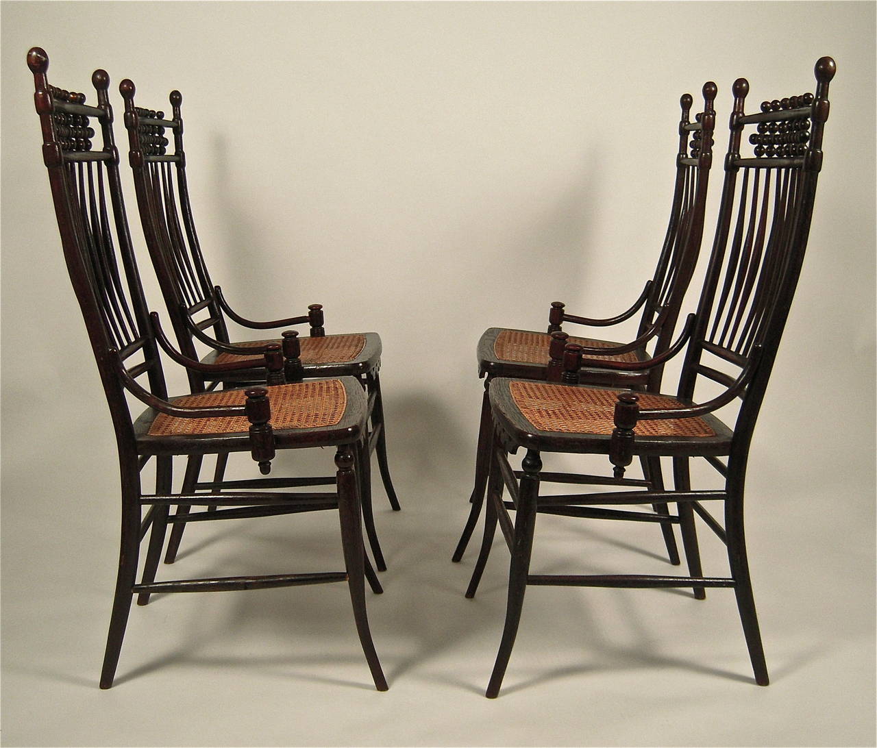 Set of Four Unusual, Graphic Aesthetic Movement Period Chairs 1