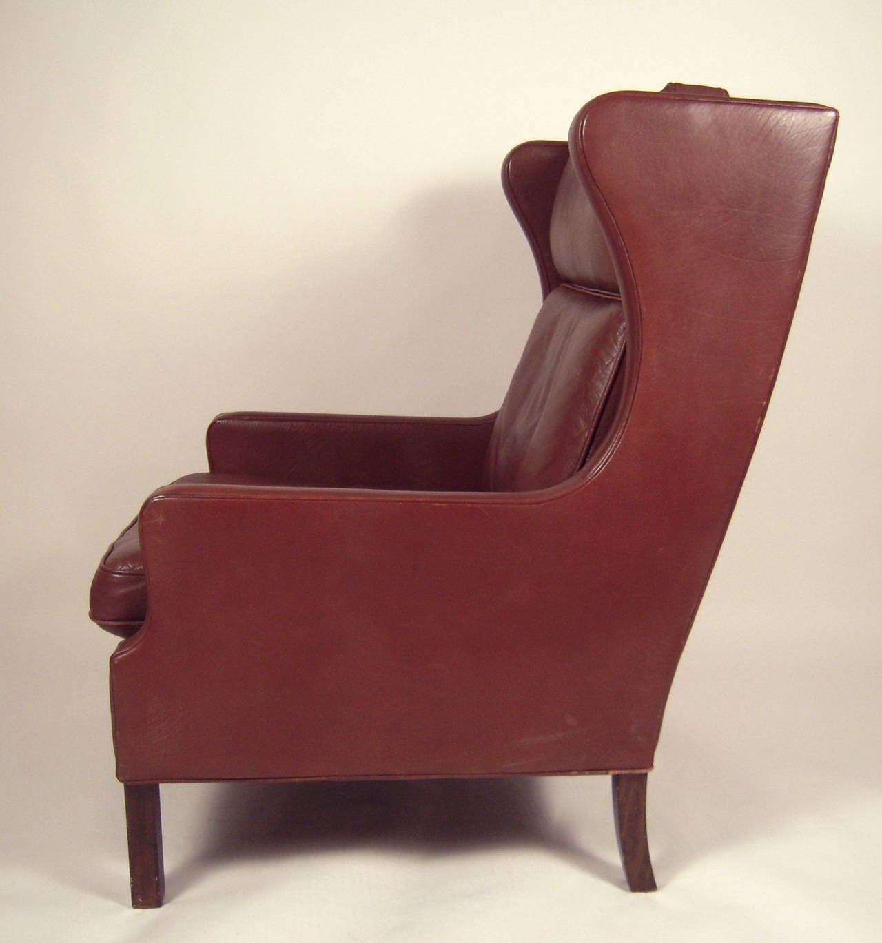 Mid-20th Century Vintage Danish Mid Century Leather Wingback Chair