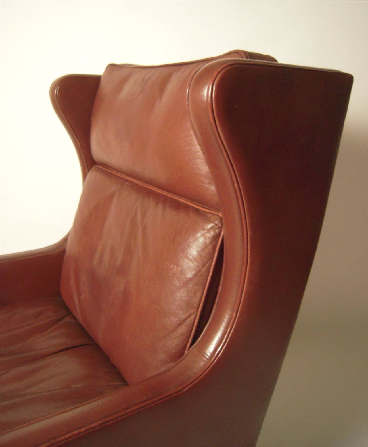 Mid-Century Modern Vintage Danish Mid Century Leather Wingback Chair