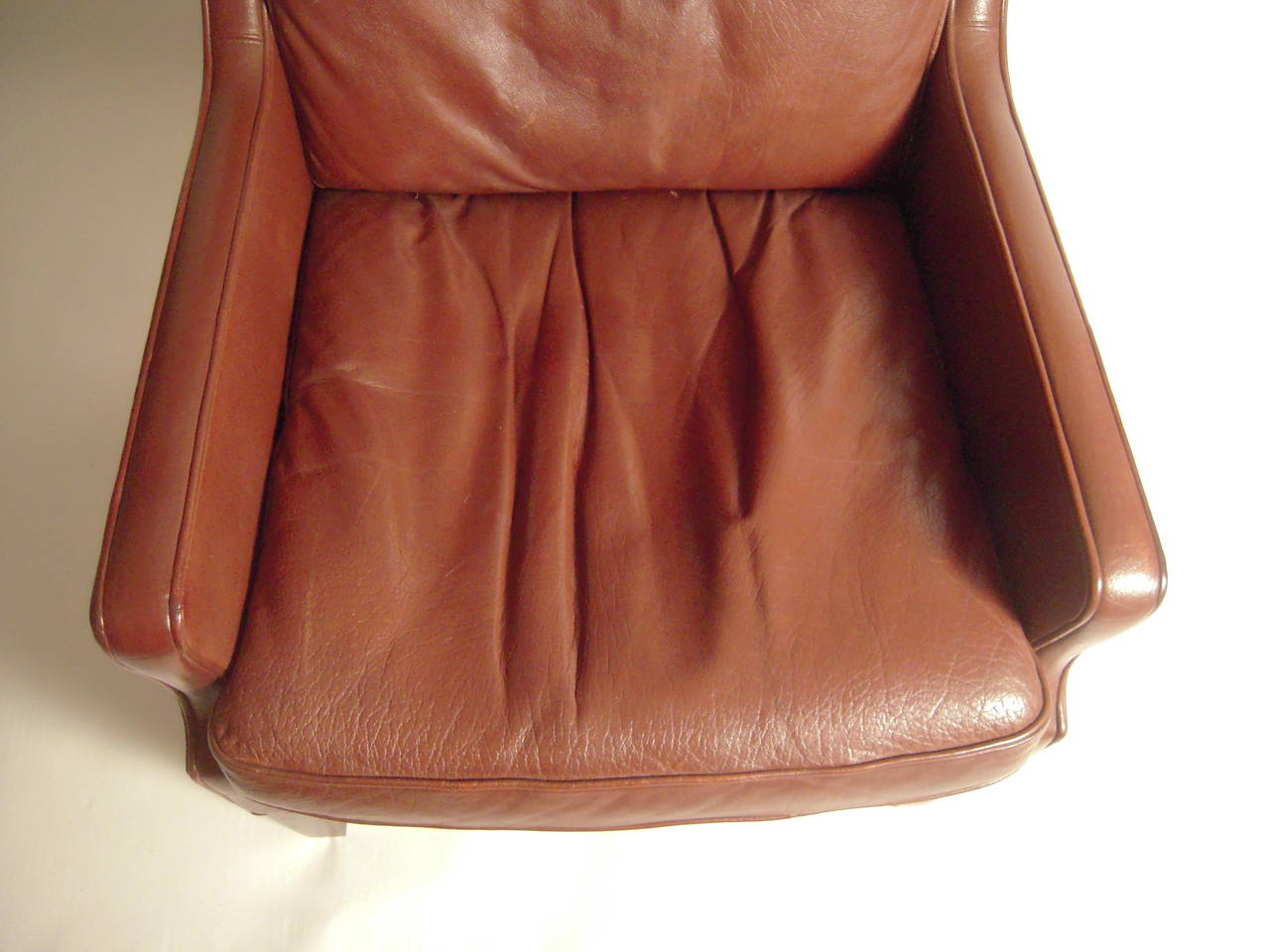 Vintage Danish Mid Century Leather Wingback Chair 1