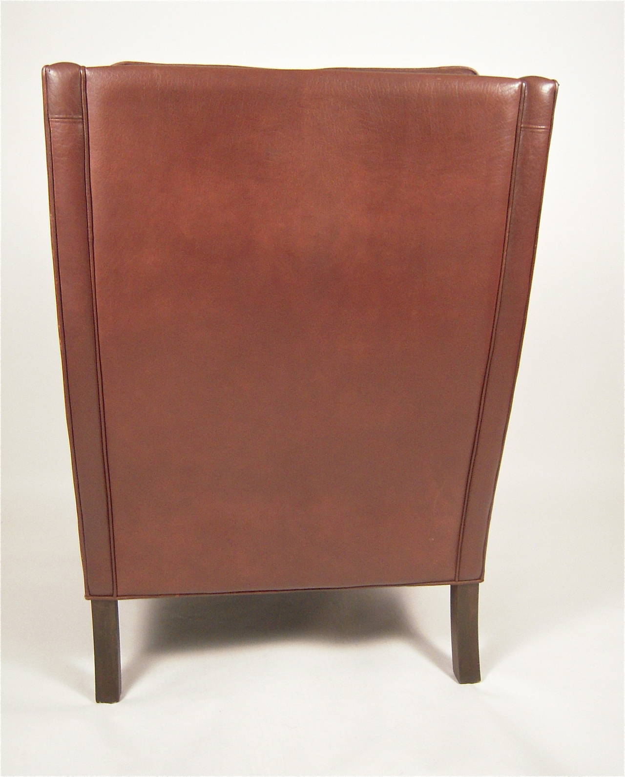 Vintage Danish Mid Century Leather Wingback Chair 3