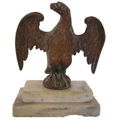 Patriotic Brass American Eagle Sculpture on Marble Base