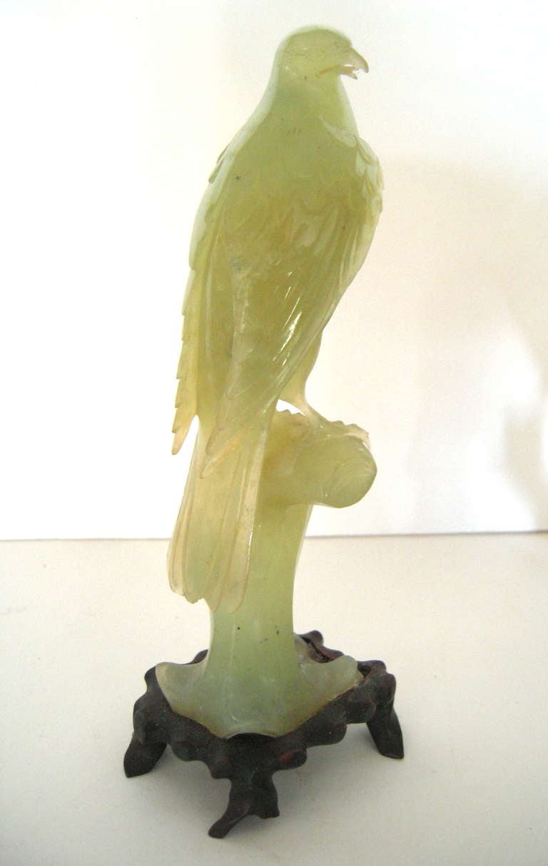 Pair of Chinese Export Carved Jade Birds In Good Condition In Essex, MA