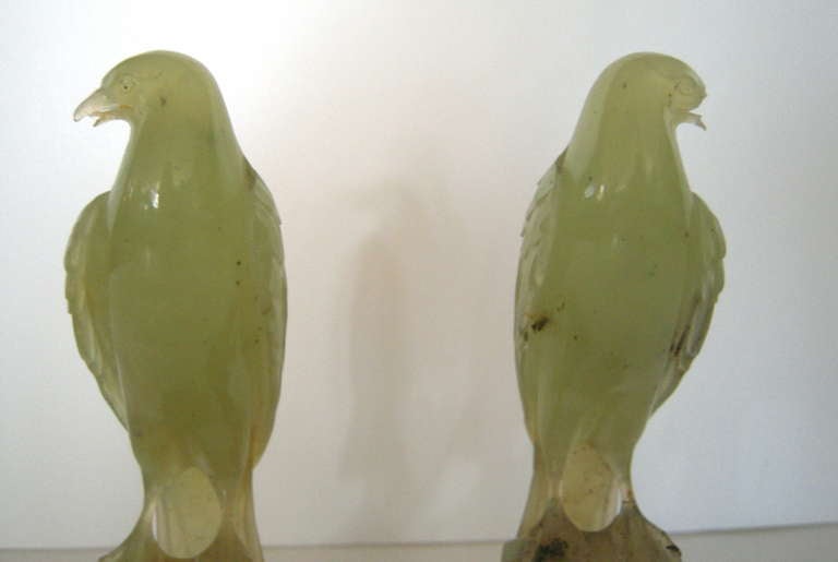 Pair of Chinese Export Carved Jade Birds 3