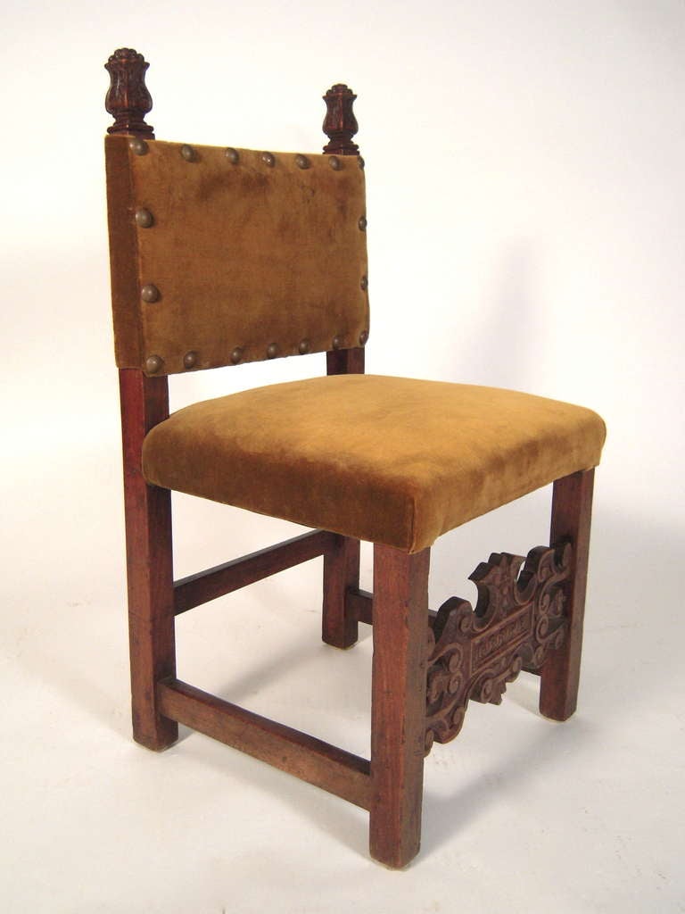 Carved Small Spanish or Italian Baroque Style Side Chair