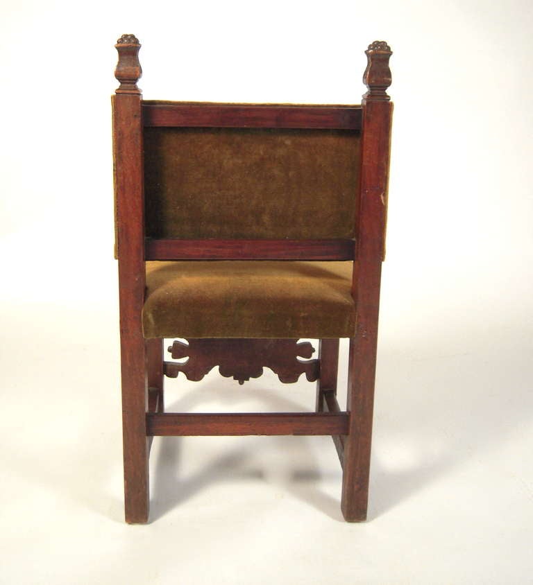 Velvet Small Spanish or Italian Baroque Style Side Chair