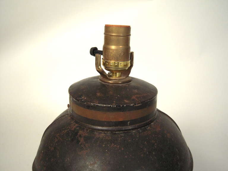 Metal 19th Century Tôle Peinte Tea Canister Lamp