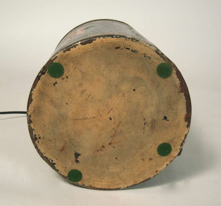 19th Century Tôle Peinte Tea Canister Lamp 1
