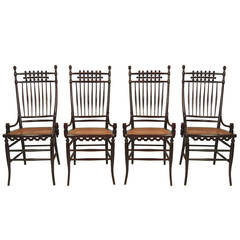 Set of Four Unusual, Graphic Aesthetic Movement Period Chairs