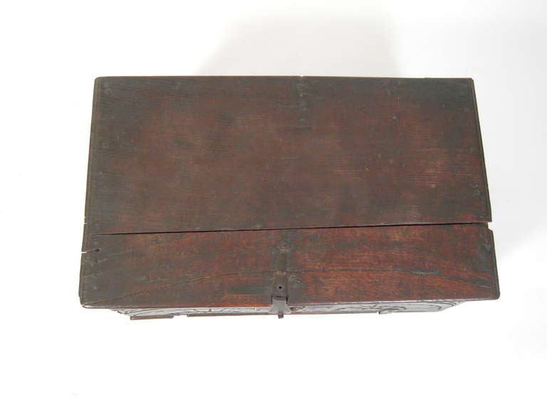 British 17th Century English Oak Document Box or Table Coffer