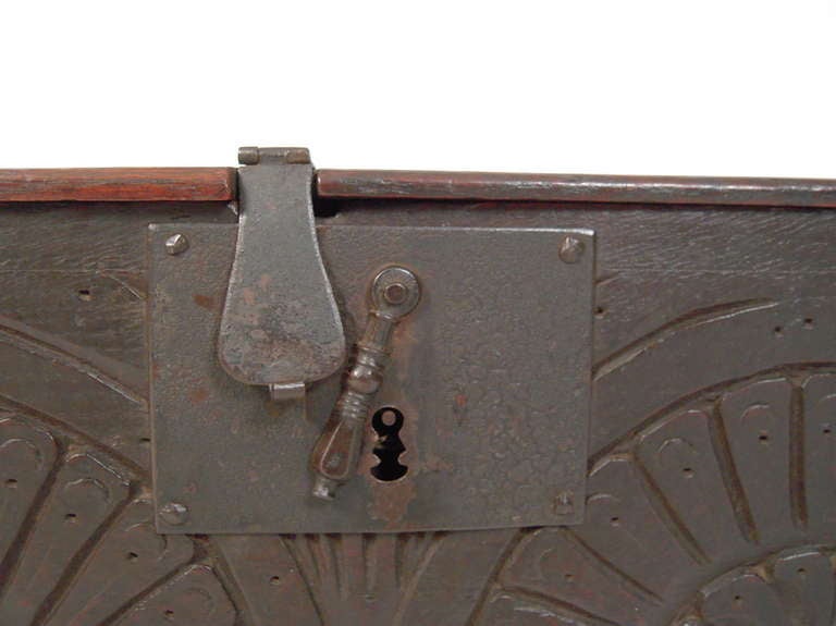 17th Century English Oak Document Box or Table Coffer In Fair Condition In Essex, MA
