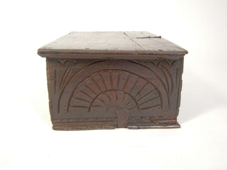 Jacobean 17th Century English Oak Document Box or Table Coffer
