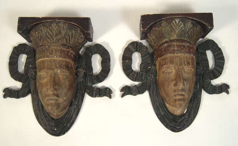 Carved Pair of Neoclassical Style Wall Brackets or Uplights
