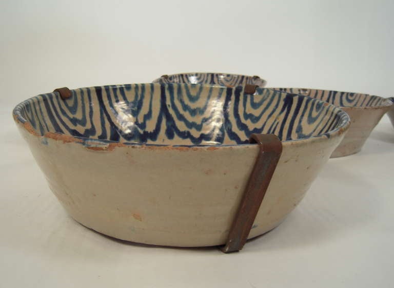 A Striking Collection of 7 Spanish Blue and White Pottery Bowls 5