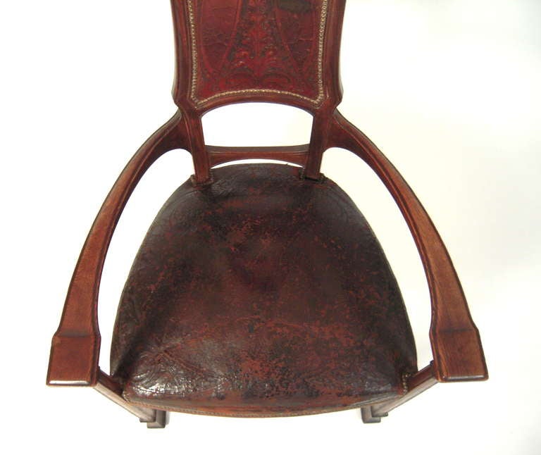 Oak A Fine Quality French Art Nouveau Open Armchair