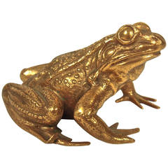 Small Gilt Bronze Frog Sculpture