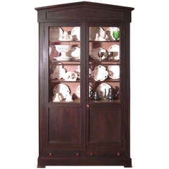 19th c. Country Neoclassical Breakfront Bookcase Cabinet