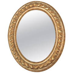 19th Century Neoclassical Italian Giltwood Oval Mirror