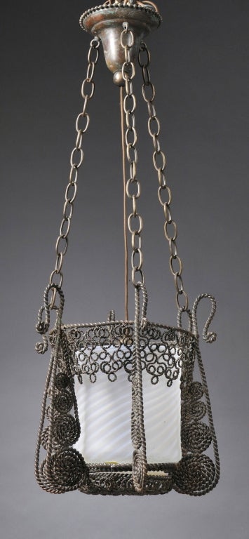 A 19th Century Arts and Crafts Copper 'Ropetwist' Hanging Lantern