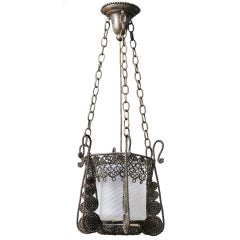 A 19th Century Arts and Crafts Copper 'Ropetwist' Hanging Lantern