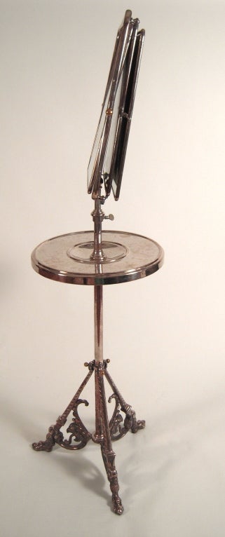 Silvered Luxurious Silver Shaving Stand or Vanity  and Mirror