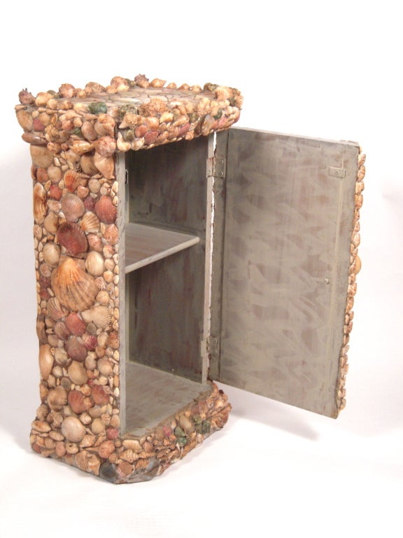 Shell Encrusted Side Cabinet In Excellent Condition In Essex, MA