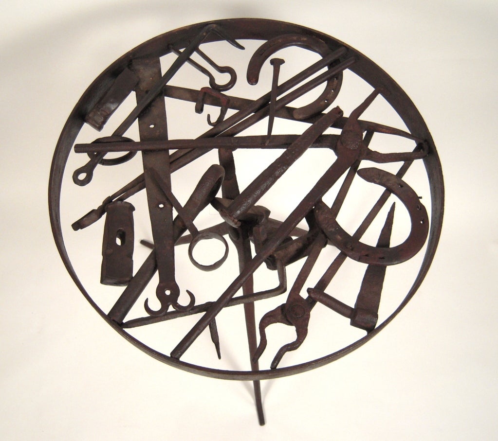 Artfully Designed Blacksmith's Iron Occasional Table