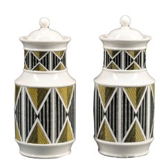 Vintage Pair of Wedgwood Canisters Designed by Robert Minkin, c. 1963