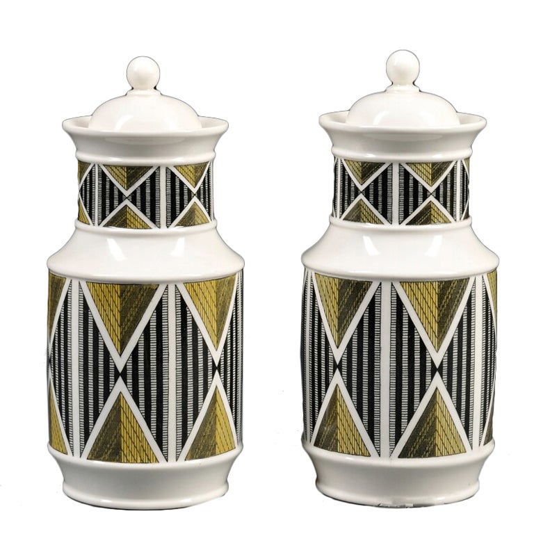 Pair of Wedgwood Canisters Designed by Robert Minkin, c. 1963