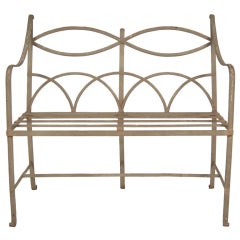 Vintage Regency Style Wrought Iron Garden Bench