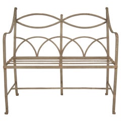 Vintage Regency Style Wrought Iron Garden Bench