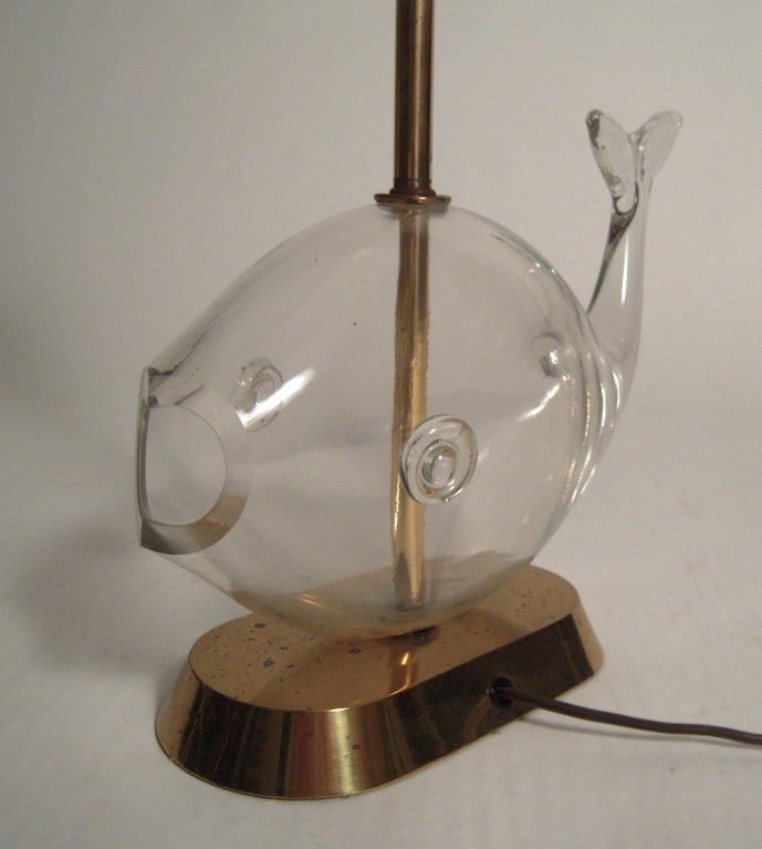 Mid-20th Century Italian Glass Whale Fish Lamp