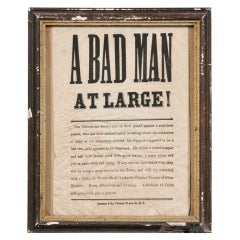 Antique "A Bad Man At Large!"
