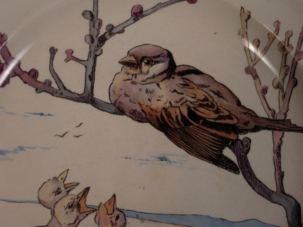 English A Wedgwood Bird Decorated Plate by Mallet & Goutard