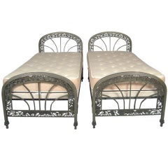 Vintage Pair of French Art Deco Period Metal Beds