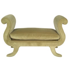 Chic Neoclassical Style Bench Entirely Upholstered in Velvet