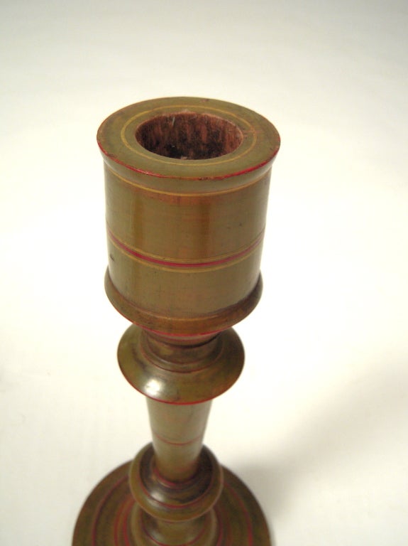 Pair of 19th Century Green Painted Candlesticks