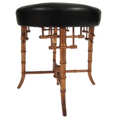 Antique Aesthetic Movement Gilded Faux Bamboo Stool