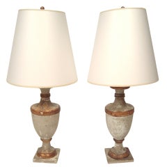 Pair of French Neoclassical Painted Urn Lamps