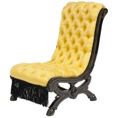 American Renaissance Revival Ebonized Lounge Chair