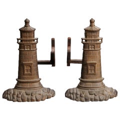Vintage Lighthouse Andirons