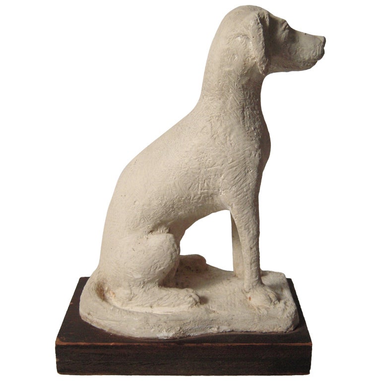 Plaster Sculpture of a Seated Dog at 1stdibs