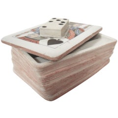 Trompe l'Oeil Porcelain Deck of Cards Match Safe