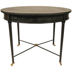 Stone-Top, Wrought Iron Neoclassical Style Table