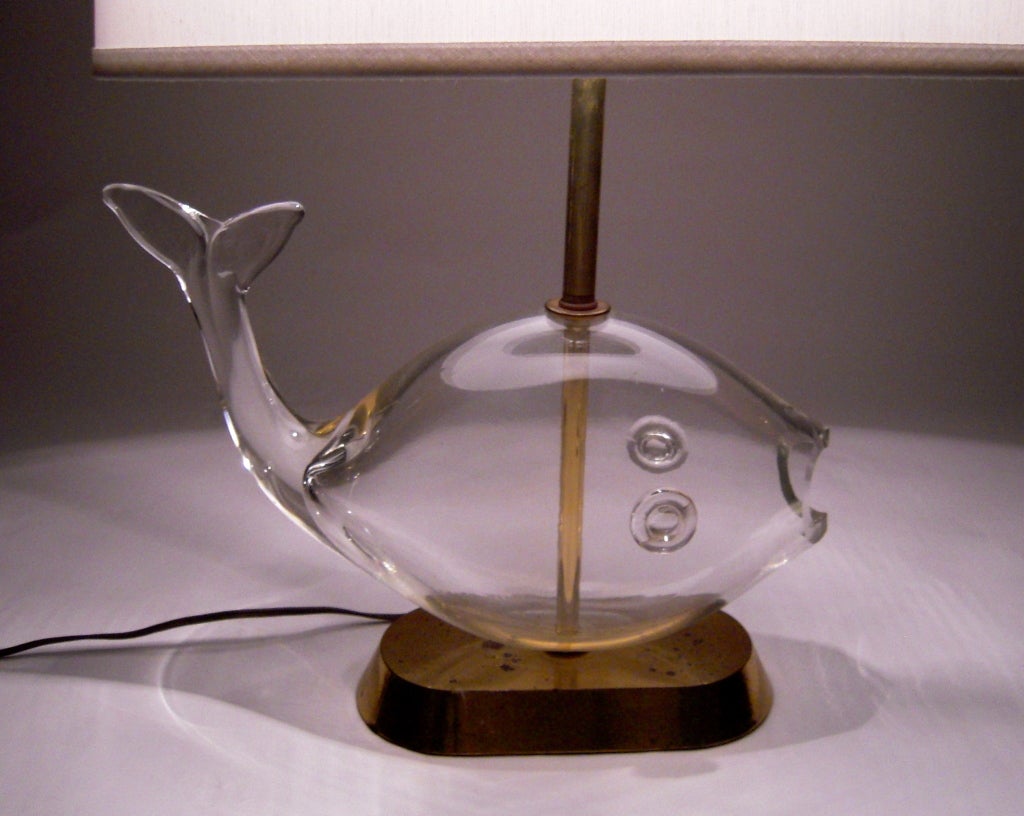 Italian Glass Whale Fish Lamp 2