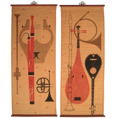 Pair of Ross Littell Mid Century Wall Hangings