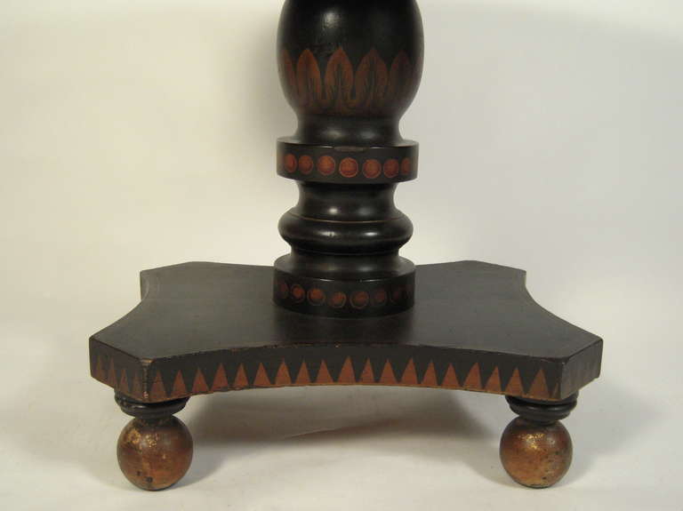 Carved 19th Century Floral Paint Decorated Tilt-Top Center or Side Table