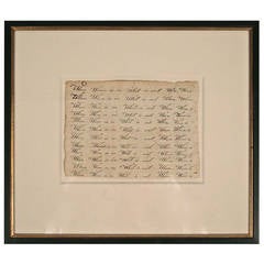 Antique 19th Century Calligraphy Exercise, "When Wine is in Wit is Out"