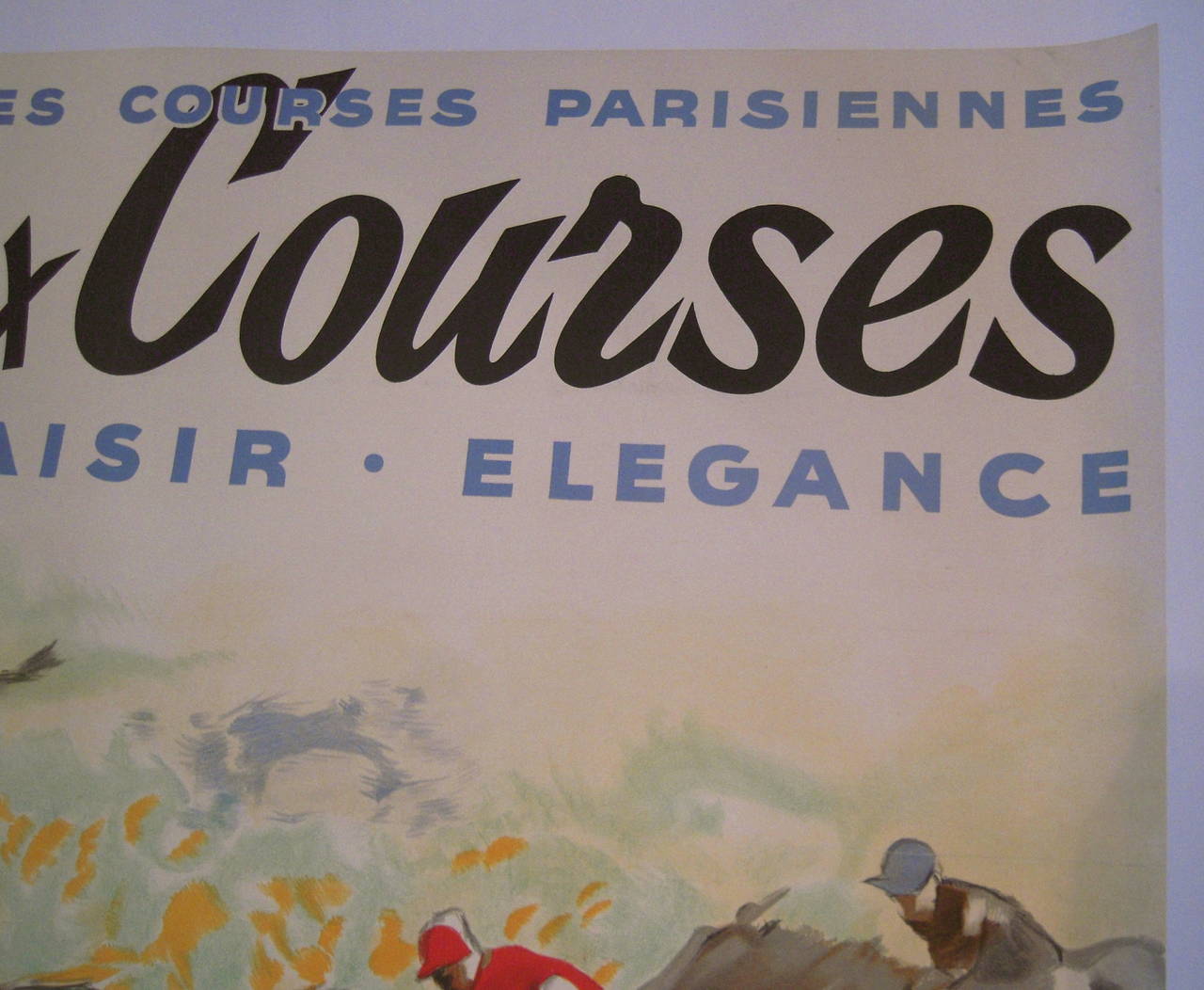 Lin Affiche murale géante de course de chevaux par Jacquot, datant des années 1930 environ en vente