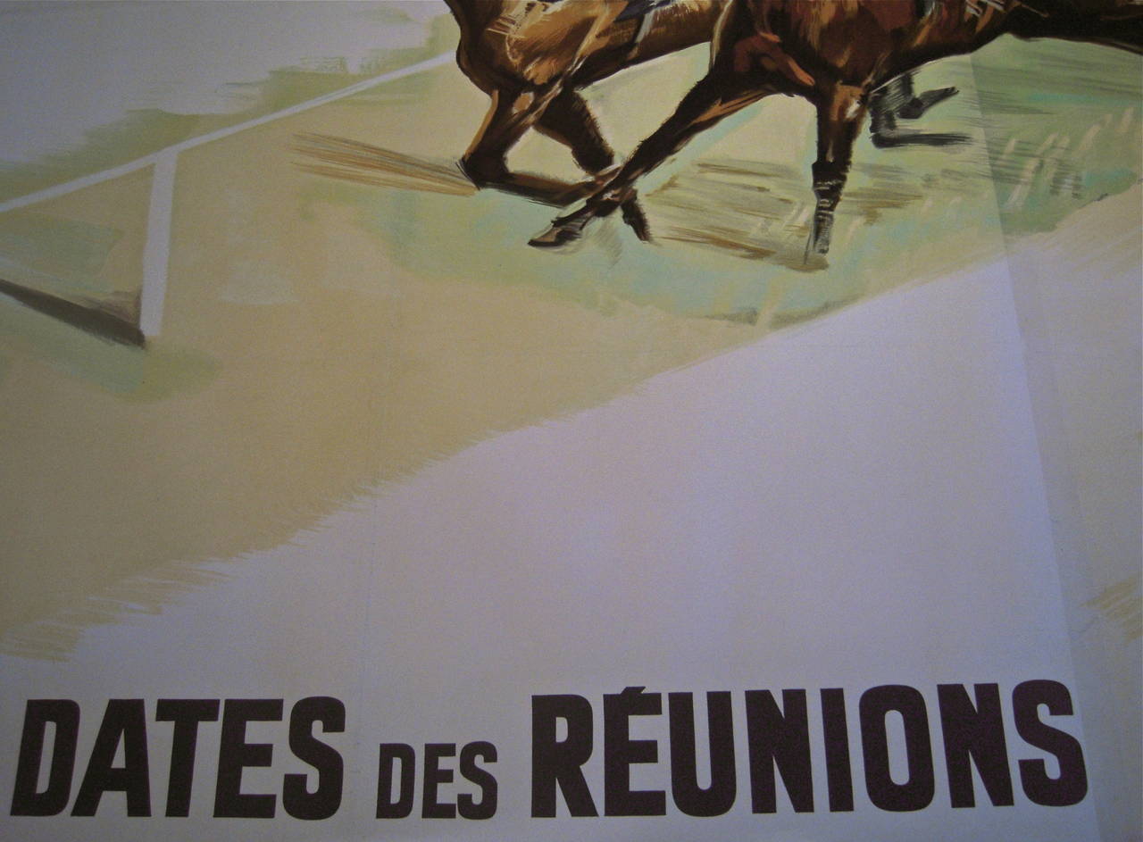 Giant French Horse Racing Poster Mural by Jacquot, circa 1930s For Sale 2